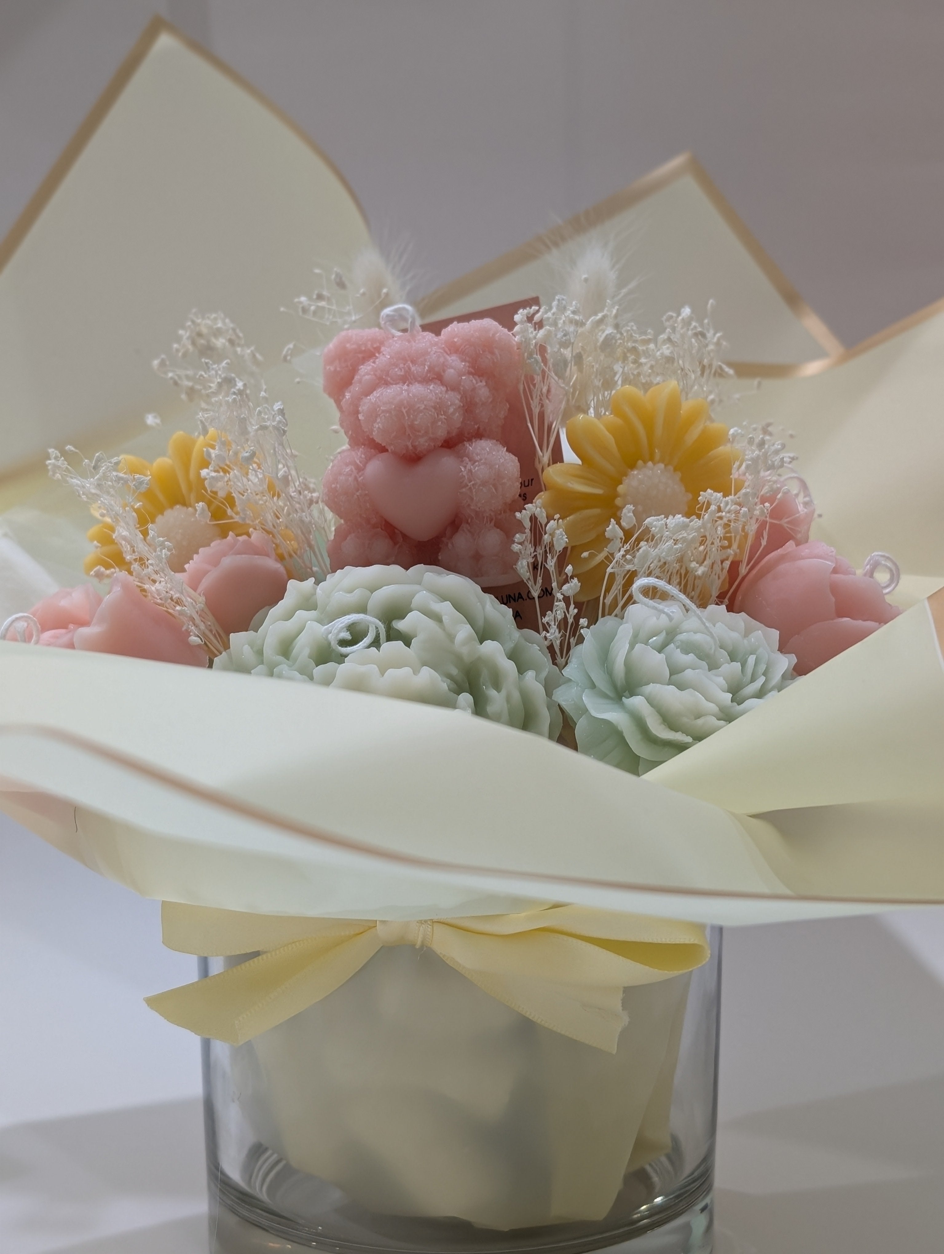 Front view of candle flowers