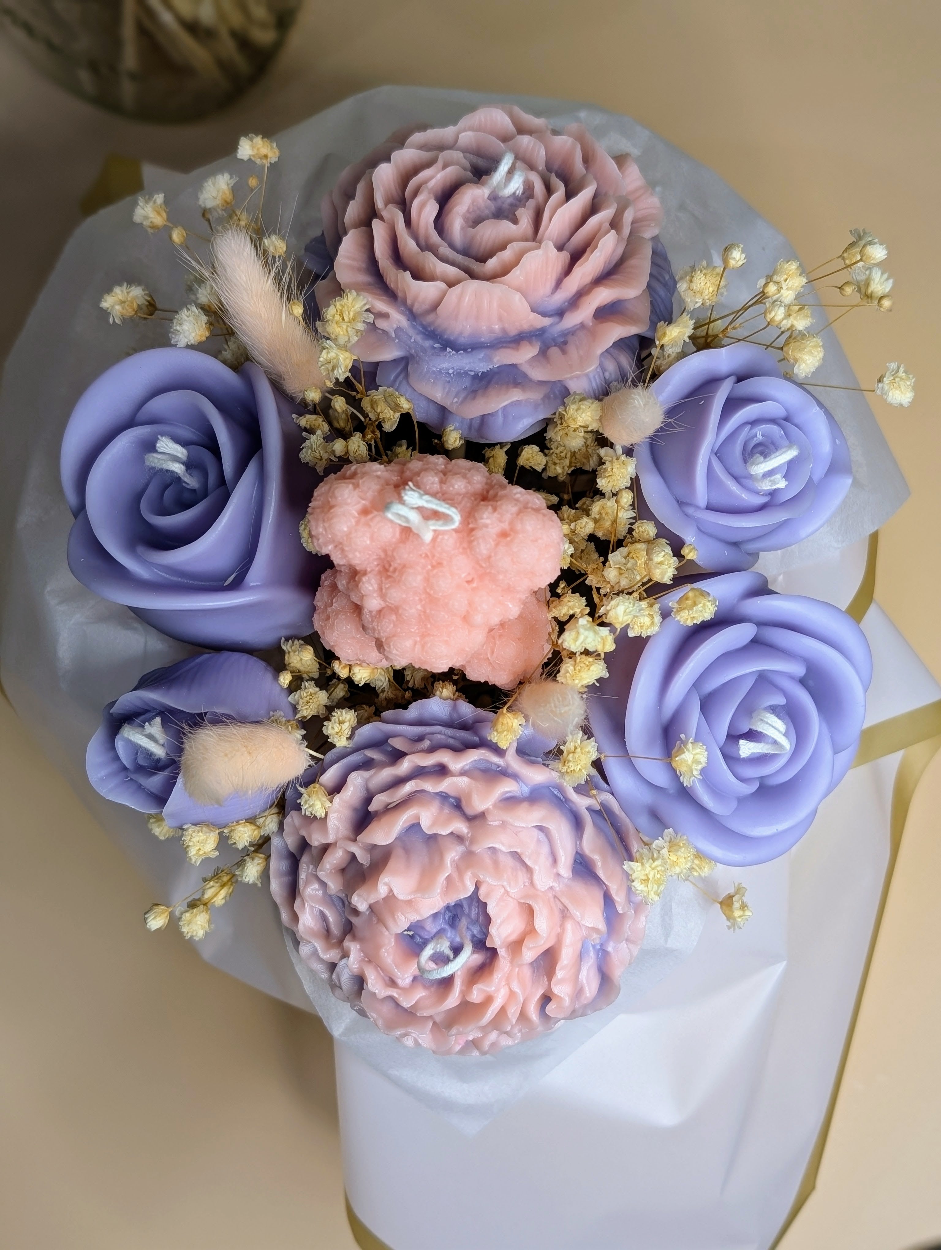 handmade soy candle bouquet