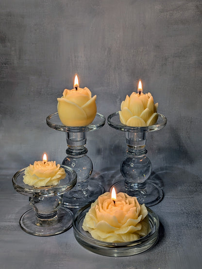 light peony, rose, lotus candles, front