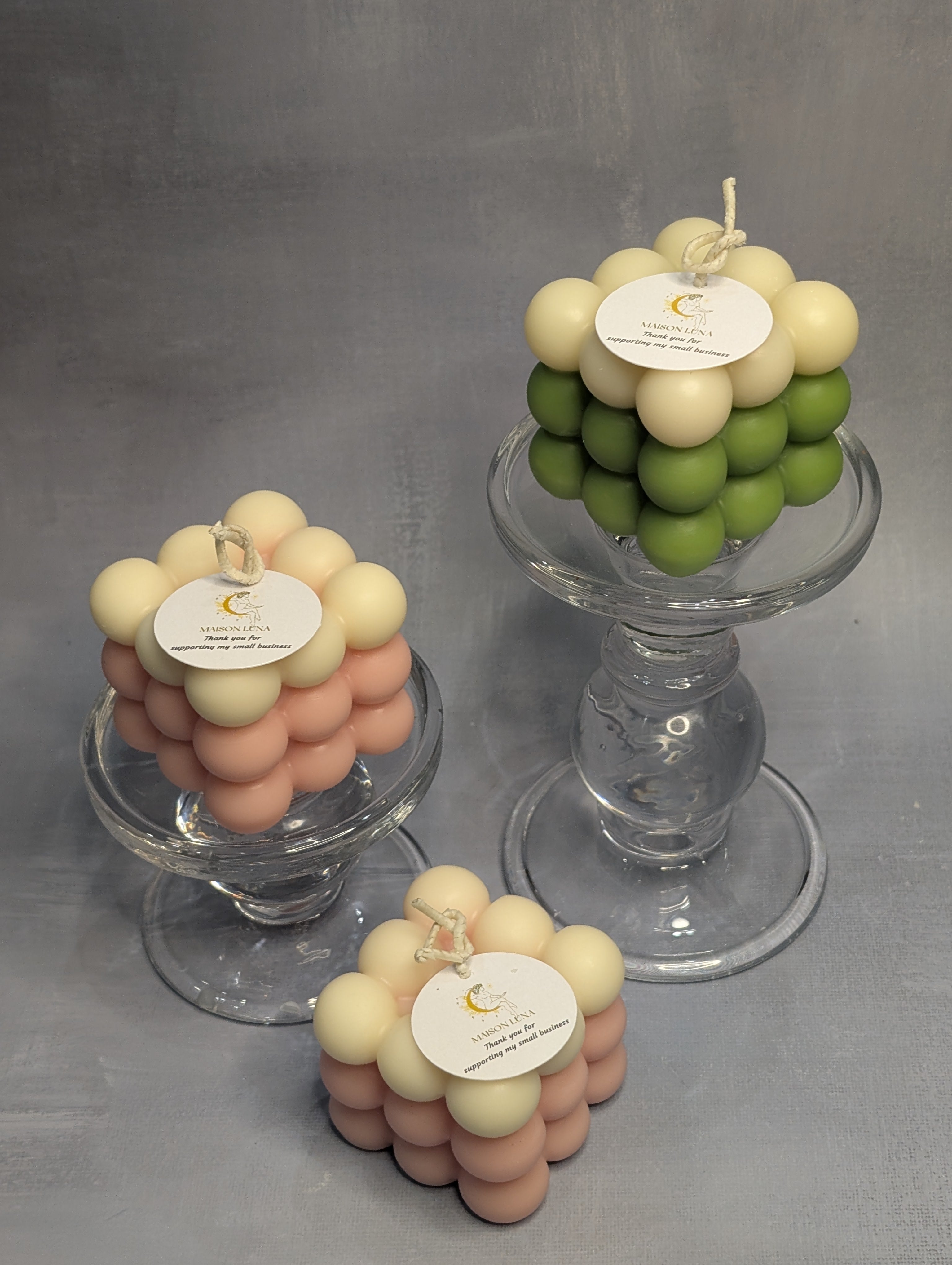 handmade soy bubble cube candles